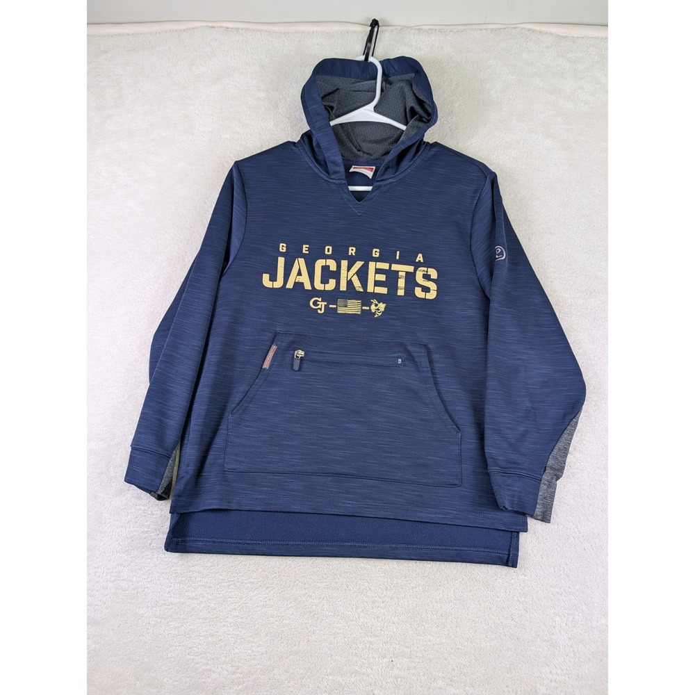 Rawlings Georgia Jackets Youth XL Hoodie Navy Blue Performance Baseball Pullover